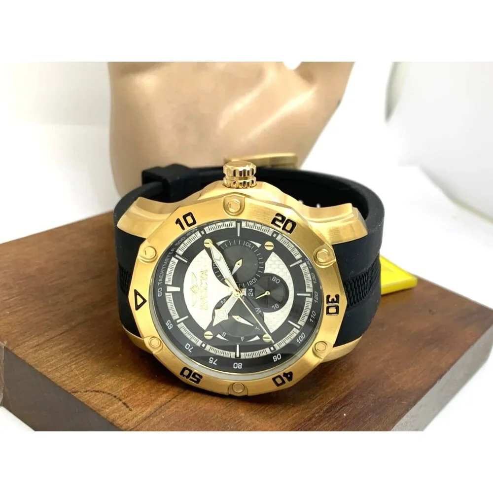 Invicta Men's Watch 45741 Pro Diver Quartz Gold Black Rubber Strap 50mm